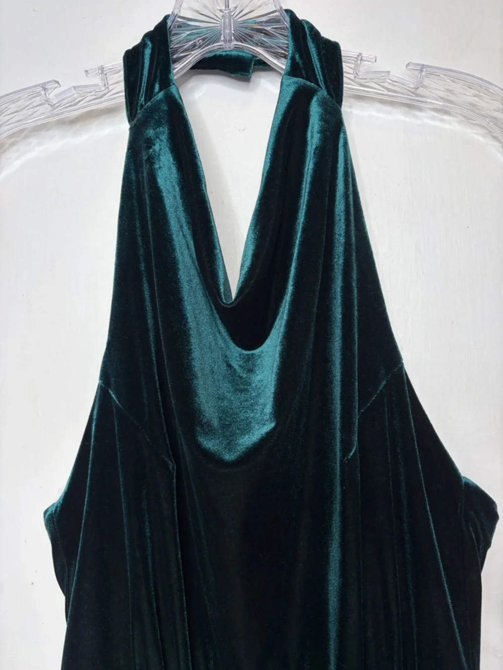 Betsey Johnson Velvet Halter Dress Drape Front Soft Goth Glam Dark Jewel Sz 4